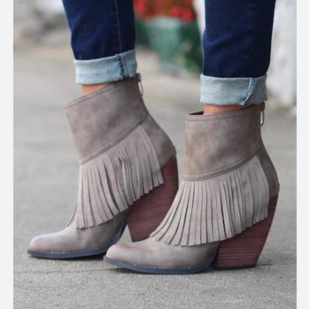 GIANNI BINI Fay Fringe Ankle Booties